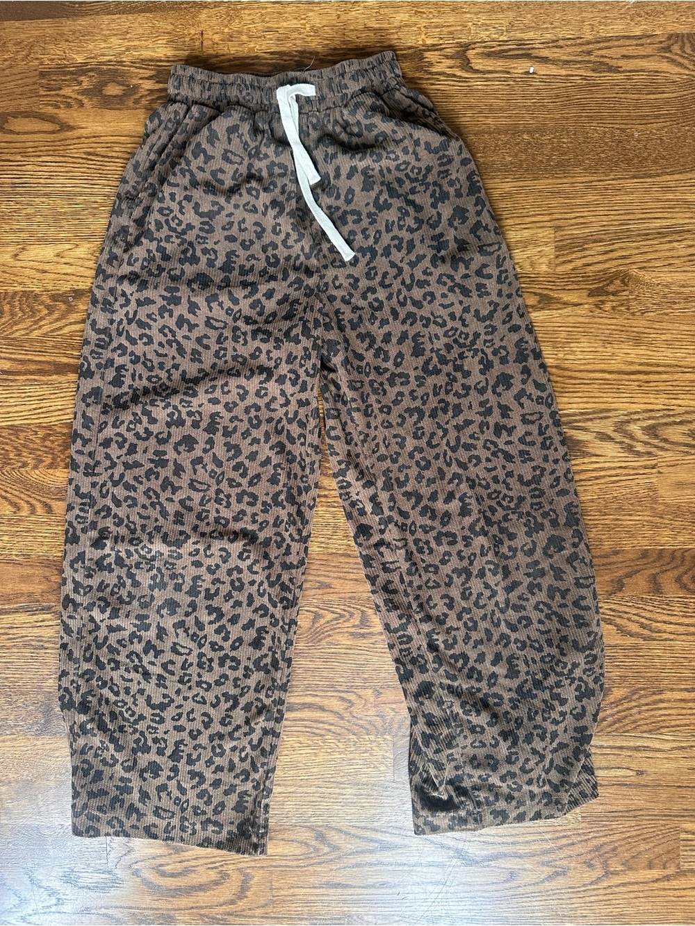 Wide Leg Leopard Print Pants in Brown